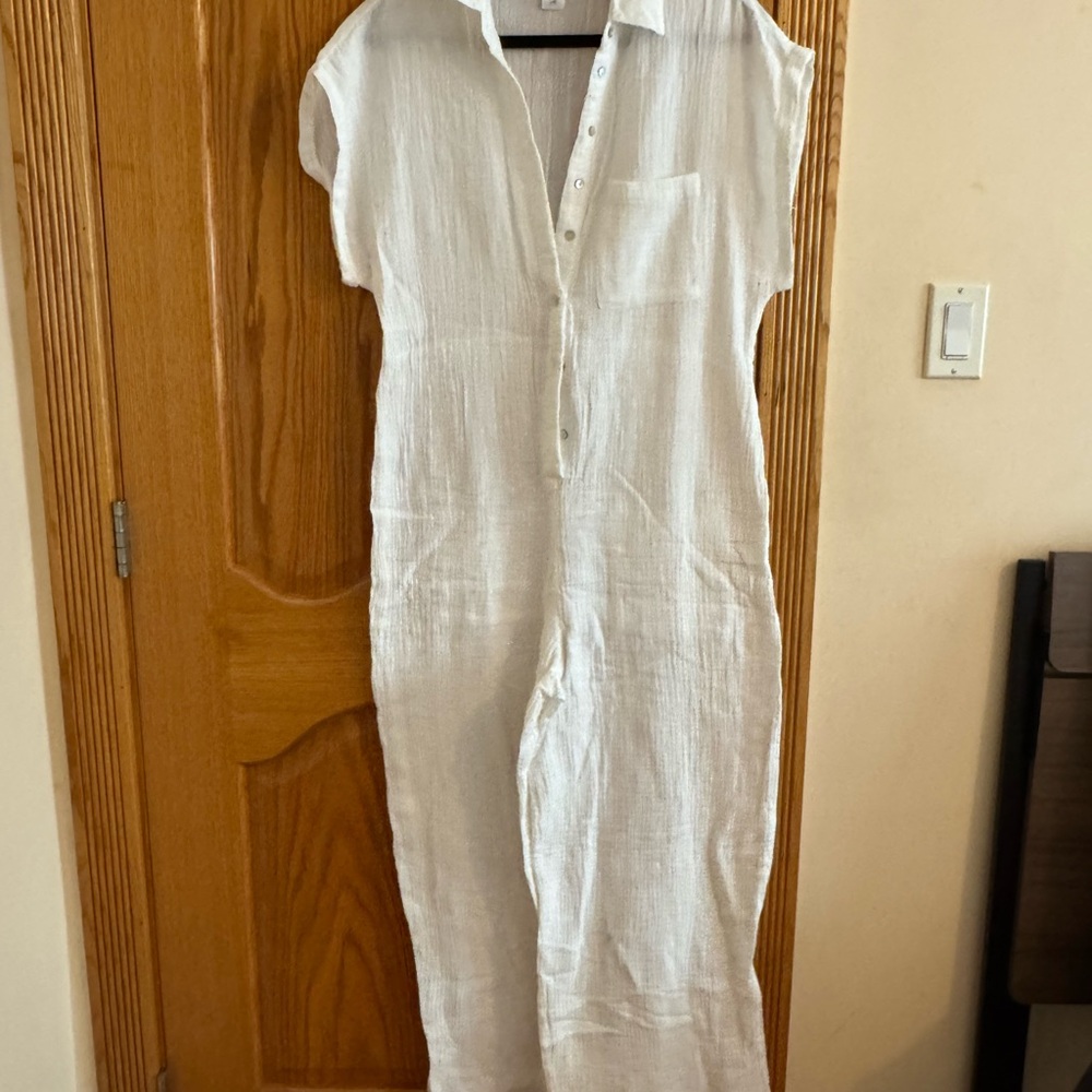 White Button-Up Jumpsuit
